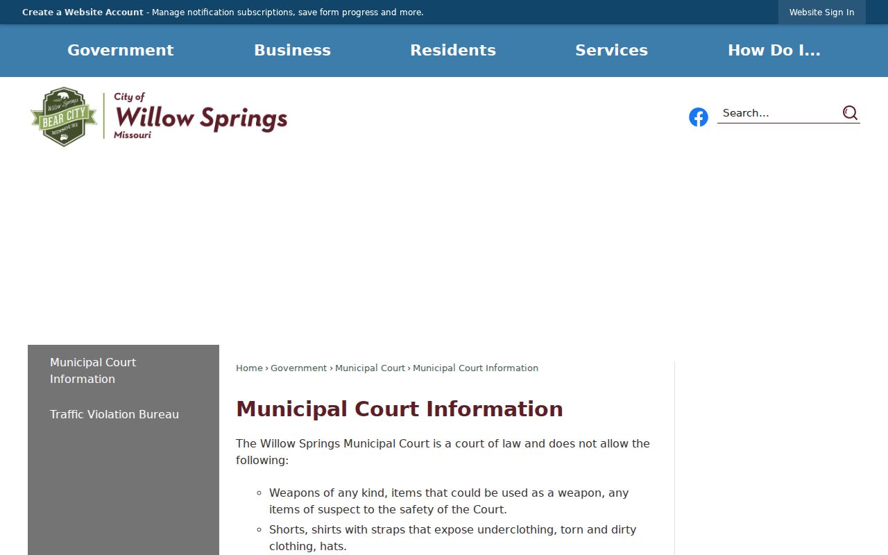 Willow Springs municipal court information