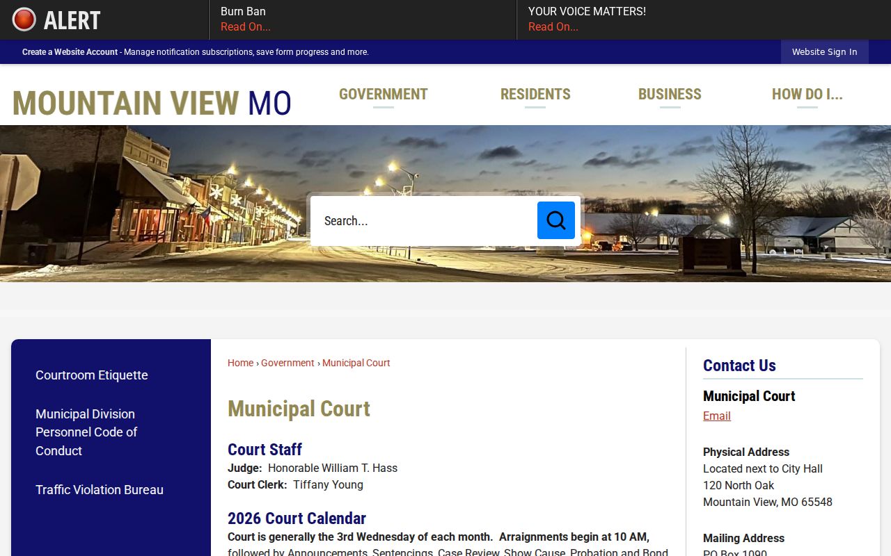 Current Mountain View municipal court schedule